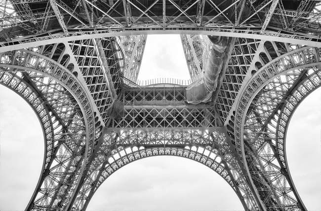 Under the arch of the Eiffel Tower